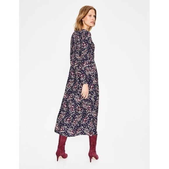 C012 Boden Easy Midi Dress - Navy Autumnal Leaves - Picture 2 of 11